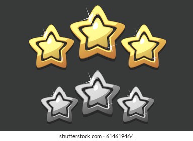 Golden three star icon rating isolated. Vector illustration