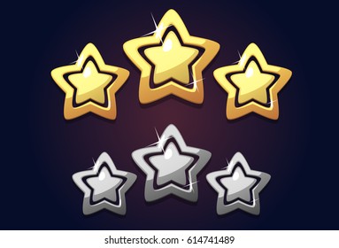 Golden three star icon rating isolated. Vector illustration