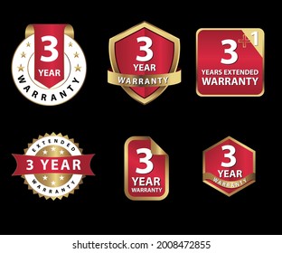 Golden Three years warranty offer unit vector