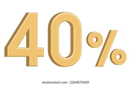 Número de vector tridimensional dorado 40 por ciento