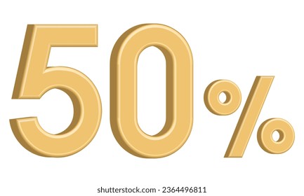 Goldene dreidimensionale Vektornummer 50 %