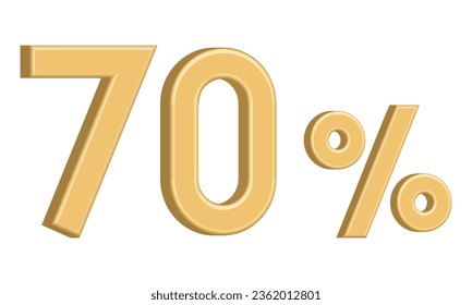Número de vector tridimensional dorado 70 por ciento