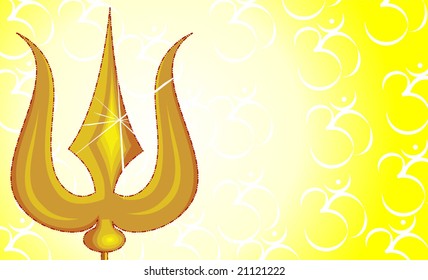  golden thrishul in yellow background	