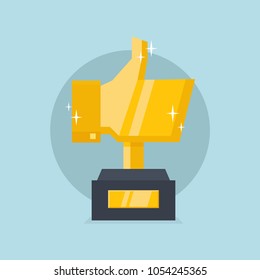 Golden thumb up trophy.