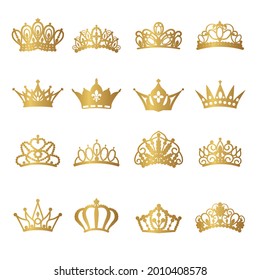 Golden tiara illustration material set