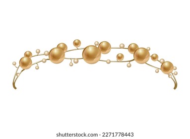 Golden tiara, golden pearl crown, hair ornament for wedding, holidays, celebrations for a beautiful girl