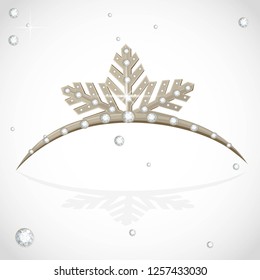 Golden tiara in snowflake shape for Christmas ball