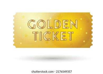  Golden ticket. Carnival ticket. New vector