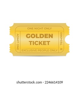 golden ticket coupon invite exclusive only people vector illustration. can be used for event, party, cinema, theater, celebration and printing