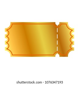 Golden Ticket Or Coupon, Isolated On White
