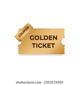 Golden ticket coupon template vector illustration