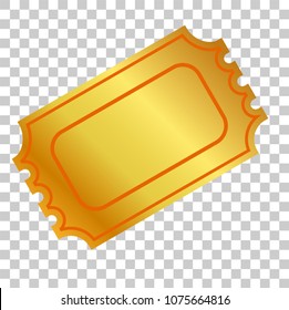 golden ticket or coupon at transparent effect background 