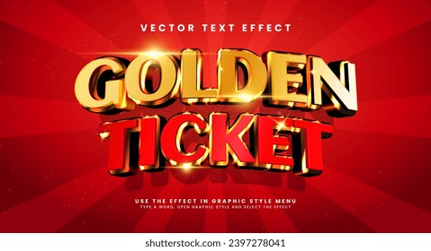 Golden ticket editable text style effect. Vector text effect with a luxurious and elegant theme.