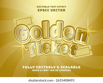 Golden ticket editable text style effect with a luxurious and elegant theme