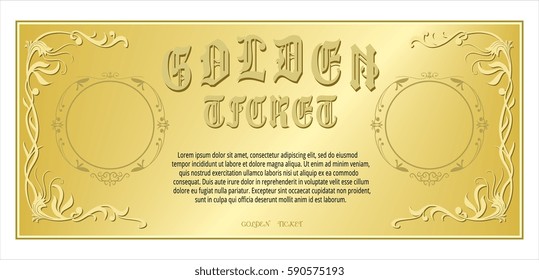 golden ticket gloss, golden, gift, prize, shine, card for discount, admission patterns, ornament,