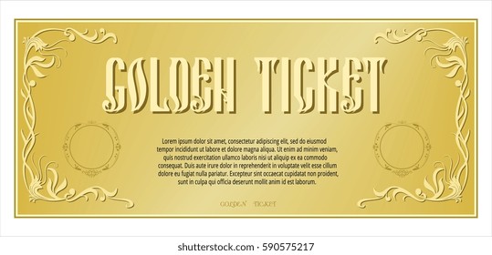 golden ticket gloss, golden, gift, prize, shine, card for discount, admission patterns, ornament,