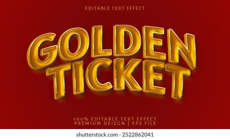 goldenes Ticket goldener Text mit funkelndem und glitzerndem Hintergrund, geeignet für Karten-, Broschüren- oder Typografie-Logo-Design