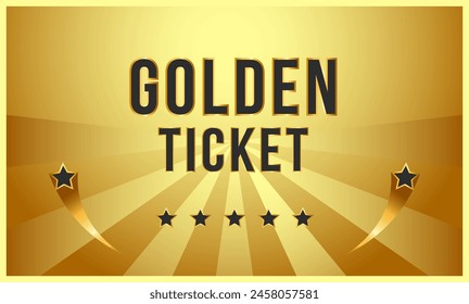 Golden ticket invitation template, Cards for entrance or seating in luxury style