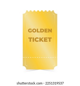 Golden ticket isolated on white background. Vector illustration