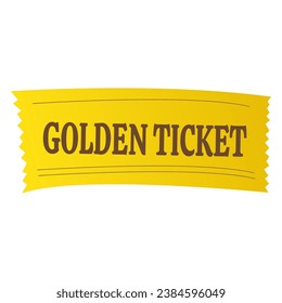 Golden ticket on white background. Vector