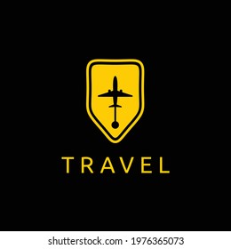 golden ticket plane transportation logo design inspiration