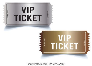 Golden ticket. Golden ticket with stars and the "Admit one". Vector illustration.