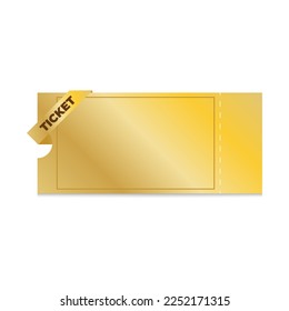 golden ticket template 3d coupon blank admit one voucher vector illustration