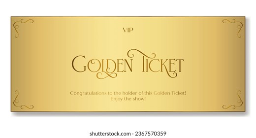 Golden ticket template in classic style for any event. For web and print.
