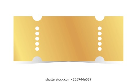 Golden ticket template. Empty gold coupon blank. Vector illustration on white background