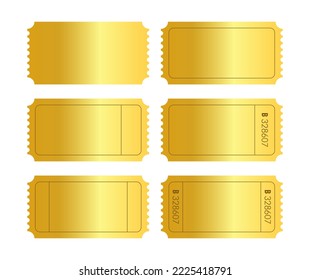 Golden Ticket Vektordesign-Vorlage. Premium Coupon Festival Papier Symbol. 