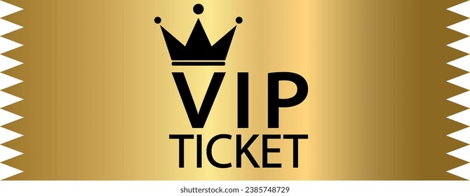 Golden Ticket. Vector illustration for websites, applications, cinemas, clubs, mass events and creative design. Flat style