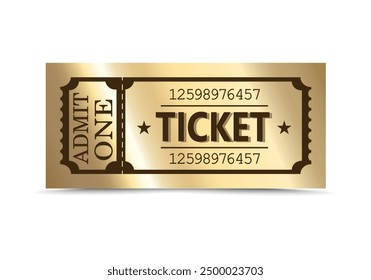 Golden ticket. Vector illustration for websites, applications, cinemas, clubs, public events and creative design.