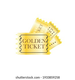 Golden ticket, vector image of ticket