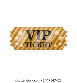 Golden ticket and vip pass with golden stars