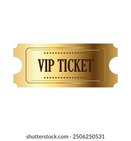 Golden ticket VIP template white isolated background. Admit one gold ticket. Ticket Admission Entry Event Design	