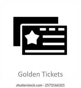 Golden Tickets and gold icon concept