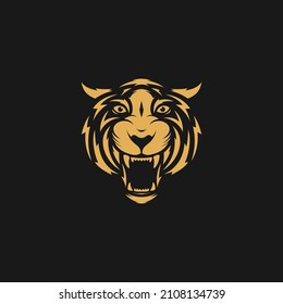 golden tiger head vector logo