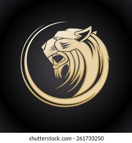 Golden tiger head vector logotype template