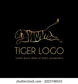 Logotipo de tigre dorado Vector Premium
