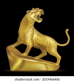 Golden tiger on black background.Illustration vector