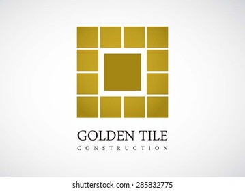 Golden tile or square logo simple symbol icon element vector design template for corporate identity or company
