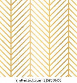 Golden tiles seamless chevron pattern. Fishbone yellow parquet. Ceramic or stone material, zig zag bricks or wooden flour in home, street, outdoor. Kitchen interior for catalog flatvector illustration