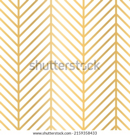 Golden tiles seamless chevron pattern. Fishbone yellow parquet. Ceramic or stone material, zig zag bricks or wooden flour in home, street, outdoor. Kitchen interior for catalog flatvector illustration