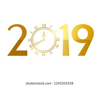 golden time clock and 2019 number