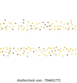 Golden tinsel texture on a white background. The color of gold particles. Celebratory background. Golden explosion of confetti. Vector illustration. EPS 10.