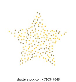 Golden tinsel texture on a white background. The color of gold particles. Celebratory background. Golden explosion of confetti. Vector illustration. EPS 10.