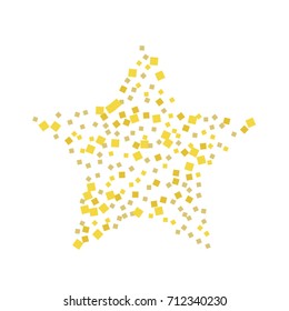 Golden tinsel texture on a white background. The color of gold particles. Celebratory background. Golden explosion of confetti. Vector illustration. EPS 10.