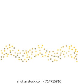 Golden tinsel texture on a white background. The color of gold particles. Celebratory background. Golden explosion of confetti. Vector illustration. EPS 10.