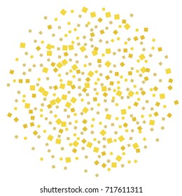 Golden tinsel texture on a white background. The color of gold particles. Celebratory background. Golden explosion of confetti. Vector illustration. EPS 10.