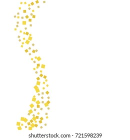 Golden tinsel texture on a white background. The color of gold particles. Celebratory background. Golden explosion of confetti. Vector illustration. EPS 10.